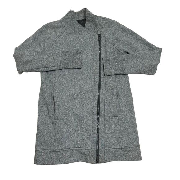 Lululemon Back To It Wrap Jacket Size 4 Gray Asymmetrical Zip Cotton Fleece